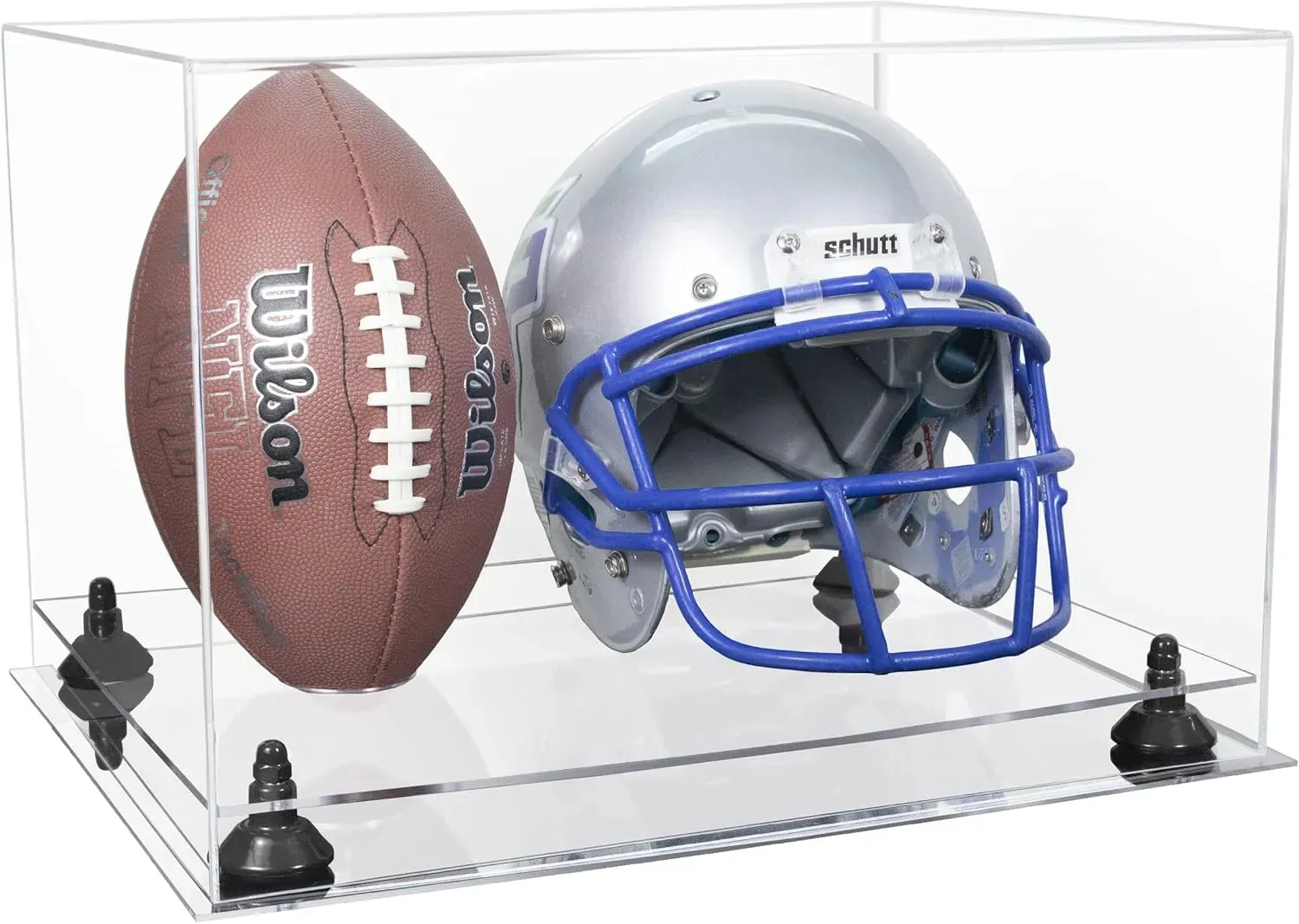 Acrylic Full-Size Football and Helmet Display Case - Large Rectangle Box with Clear Top 18" x 14" x 12" (A014/B60)