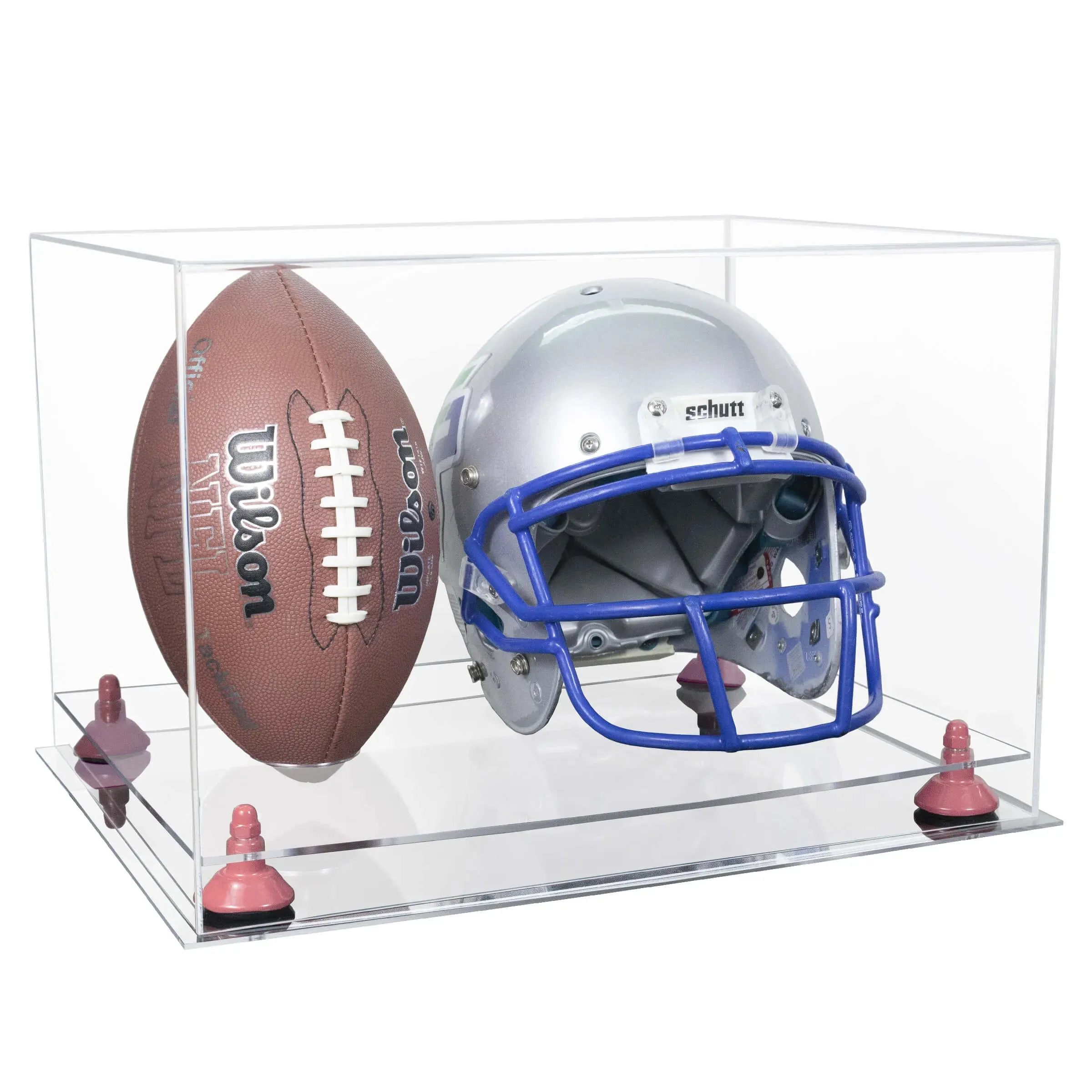 Acrylic Full-Size Football and Helmet Display Case - Large Rectangle Box with Clear Top 18" x 14" x 12" (A014/B60)