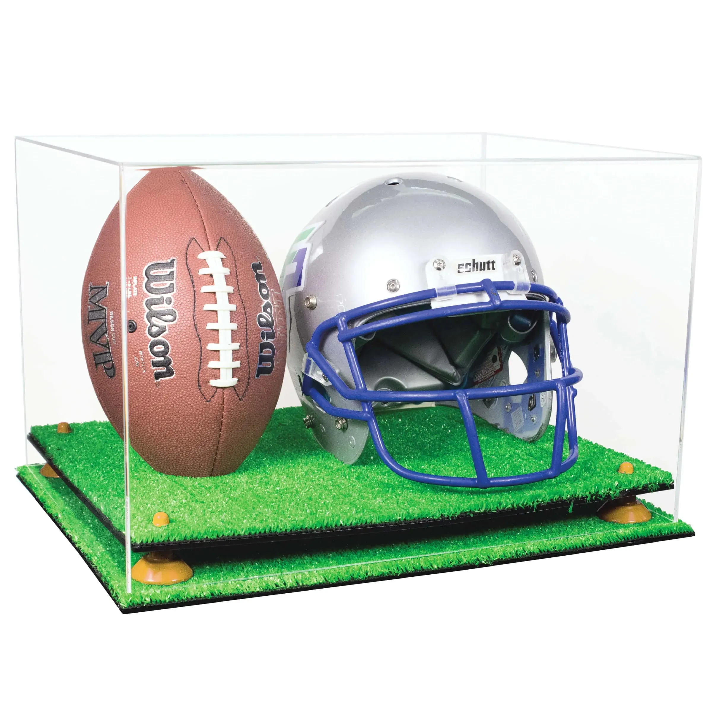 Acrylic Full-Size Football and Helmet Display Case - Large Rectangle Box with Clear Top 18" x 14" x 12" (A014/B60)