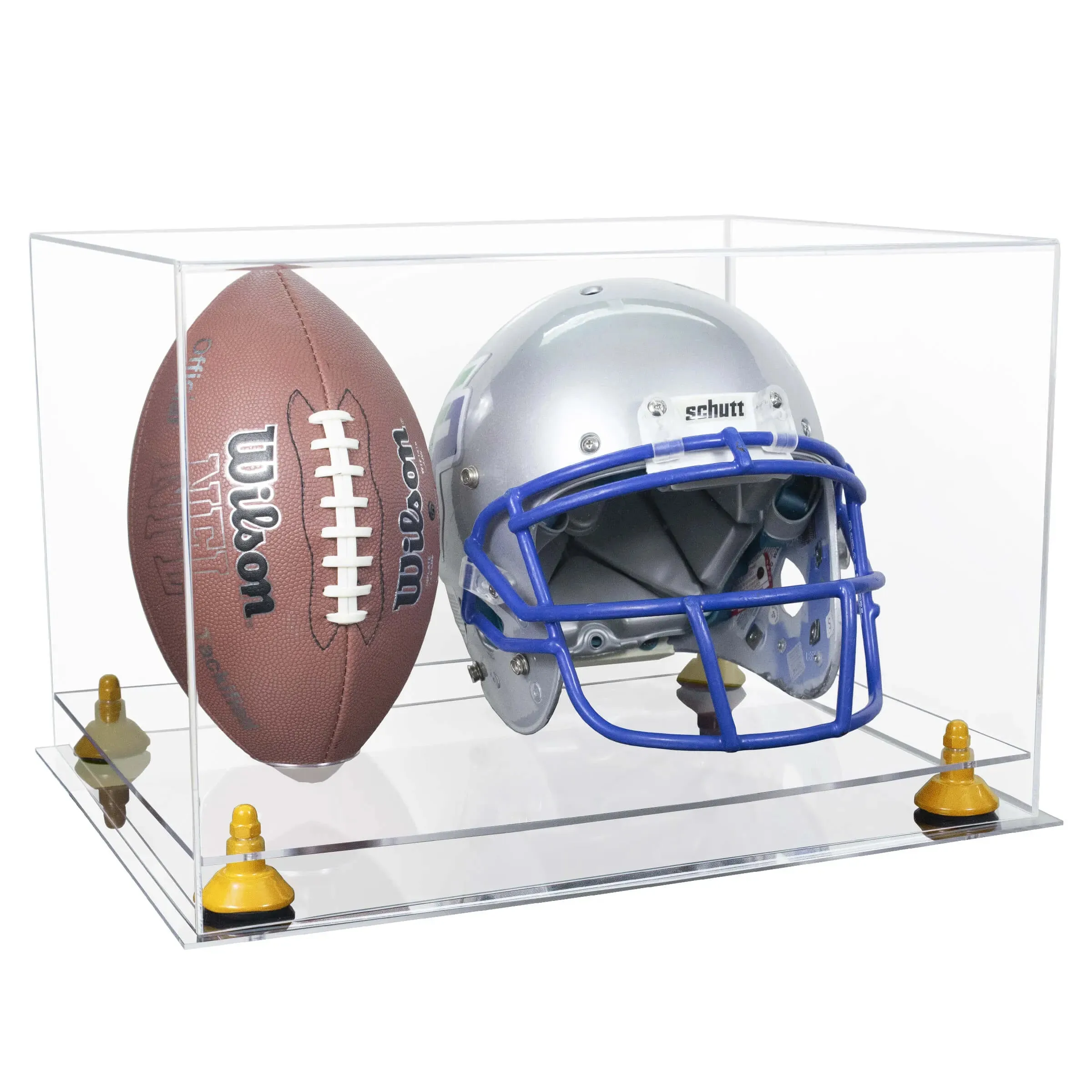Acrylic Full-Size Football and Helmet Display Case - Large Rectangle Box with Clear Top 18" x 14" x 12" (A014/B60)