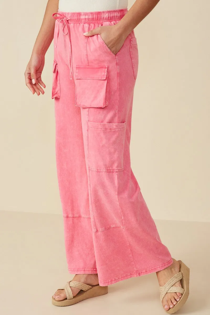 Hayden Wide Leg Cargo Pants in Pink